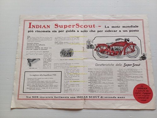 Indian 1925 Prince -SuperScout -Chief -SuperChief depliant ITALIANO originale