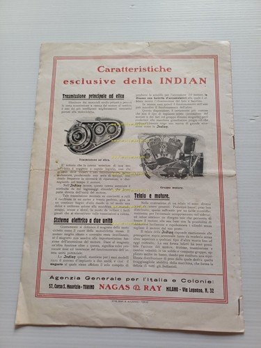 Indian 1925 Prince -SuperScout -Chief -SuperChief depliant ITALIANO originale