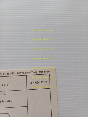 Innocenti Austin A 40 S 1962 scheda omologazione DGM Motorizzazione …