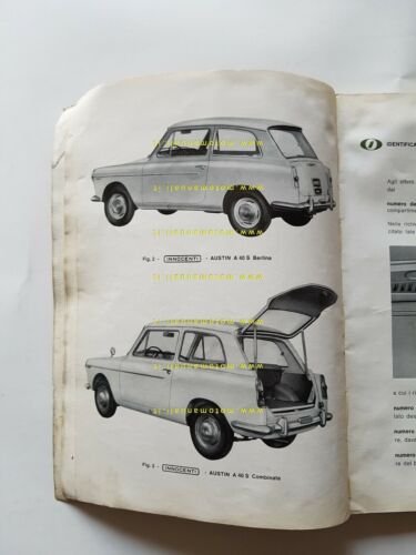 Innocenti Austin A 40 S 1964 manuale uso originale owner's …