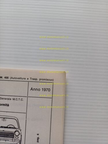 Innocenti I 5 1970 scheda omologazione DGM Motorizzazione Facsimile