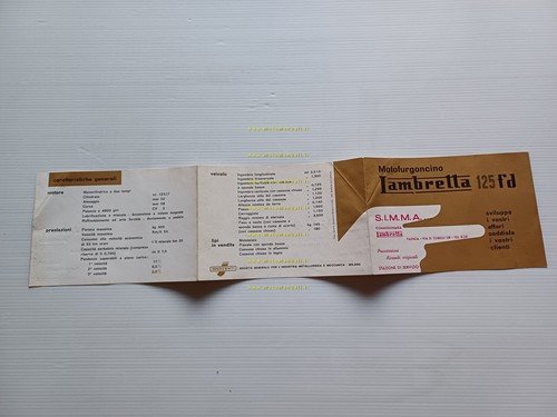 Innocenti Lambretta 125 FD motocarro 1953 depliant italiano originale