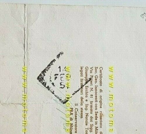 Innocenti Lambretta 125 LC 2.1951 Certificato d'Origine no depliant brochure