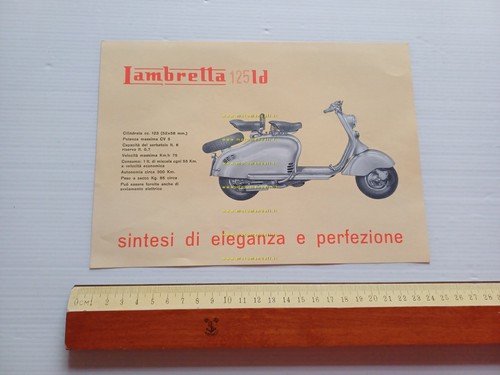 Innocenti Lambretta 125 LD - produzione modelli 1955 depliant italiano …