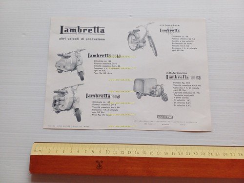 Innocenti Lambretta 125 LD - produzione modelli 1955 depliant italiano …