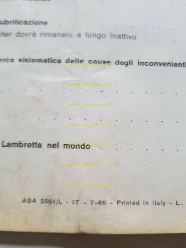 Innocenti Lambretta 125 m4 1966 manuale uso manutenzione originale