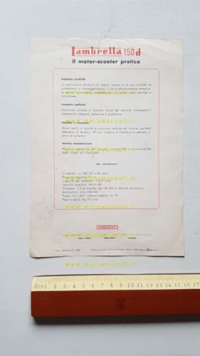Innocenti Lambretta 150 d 1956 depliant originale scooter genuine brochure