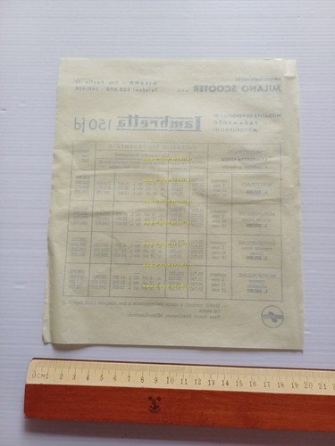 Innocenti Lambretta 150 FD listino depliant italiano originale