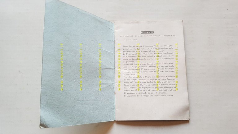 Innocenti Lambretta 150 LI 1958 manuale uso manutenzione libretto originale