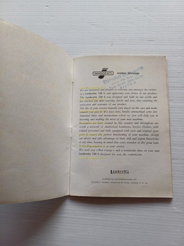 Innocenti Lambretta 150 LI 2a serie 1959 manuale uso libretto …
