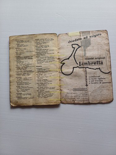 Innocenti Lambretta 150 LI 2a serie 1959 manuale uso manutenzione …