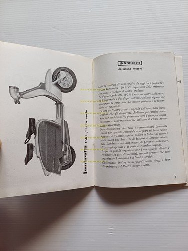 Innocenti Lambretta 150 LI 3a Serie 1962 manuale uso manutenzione …