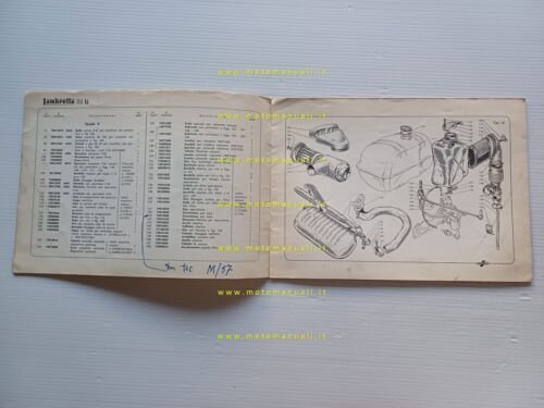 Innocenti Lambretta 150 LI AGGIORNAMENTO 1959 catalogo ricambi originale