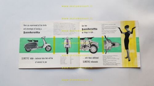 Innocenti Lambretta 150 LI Slimstyle 1959 depliant originale INGLESE