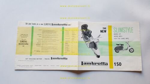 Innocenti Lambretta 150 LI Slimstyle 1959 depliant originale INGLESE