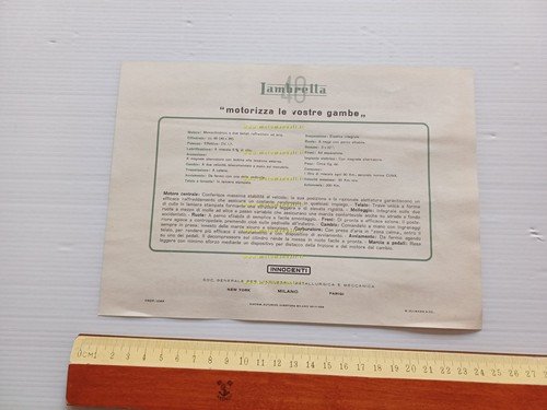 Innocenti Lambretta 48 1955 depliant italiano originale