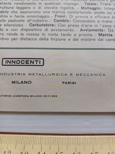 Innocenti Lambretta 48 1955 depliant italiano originale