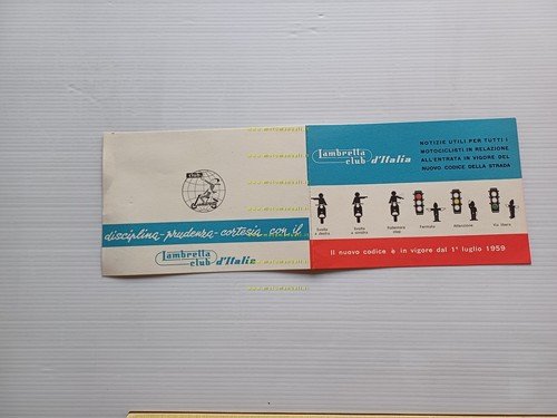 Innocenti Lambretta Club Italia depliant segnali stradali 1959 originale