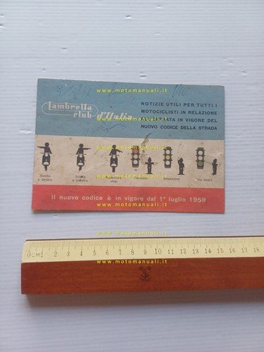 Innocenti Lambretta Club Italia Nuovo Codice della strada depliant originale