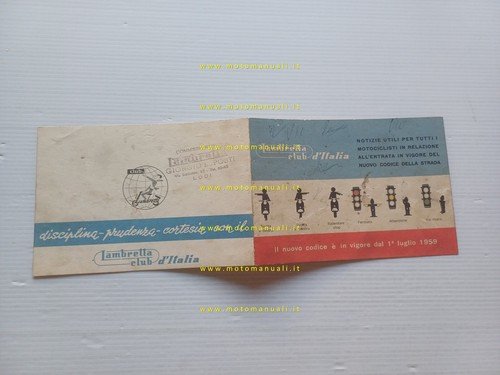 Innocenti Lambretta Club Italia Nuovo Codice della strada depliant originale