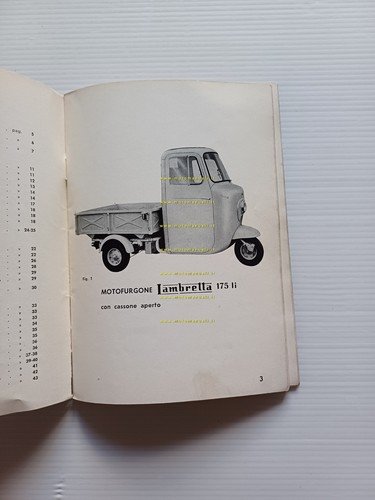 Innocenti Lambretta Li 175 motocarro 1959 manuale uso manutenzione originale