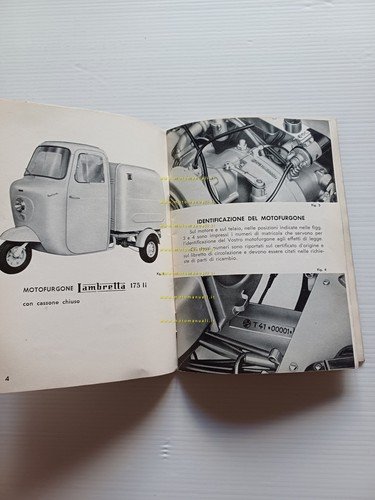 Innocenti Lambretta Li 175 motocarro 1959 manuale uso manutenzione originale