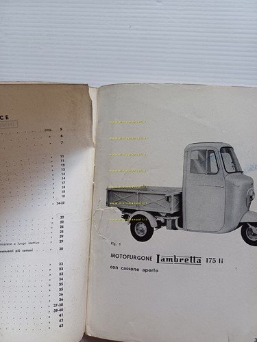 Innocenti Lambretta Li 175 motocarro 1960 manuale uso manutenzione originale