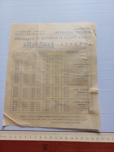 Innocenti Lambretta listino 1955 depliant italiano originale