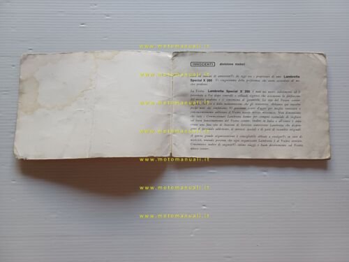 Innocenti Lambretta X 200 Special 1966 manuale uso manutenzione originale