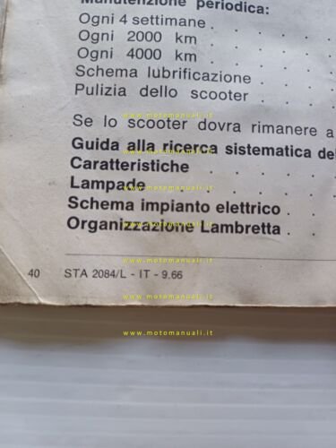 Innocenti Lambretta X 200 Special 1966 manuale uso manutenzione originale