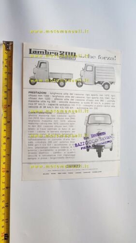 Innocenti Lambro 200 motocarro depliant ITALIANO originale 3-wheeler brochure