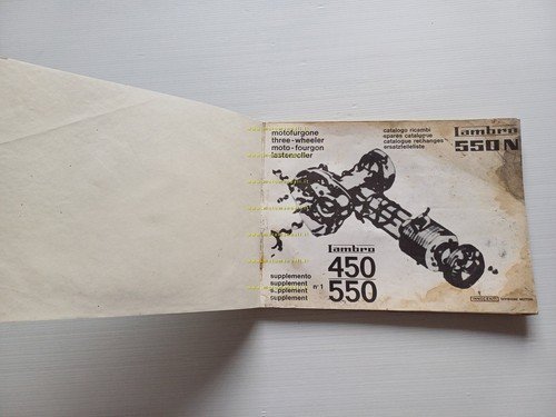 Innocenti Lambro 450-550 1967 catalogo ricambi originale -supplemento Lambro 550