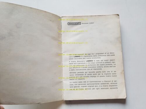 Innocenti Lambro 600 V-M - 500 ML 1970 manuale uso …
