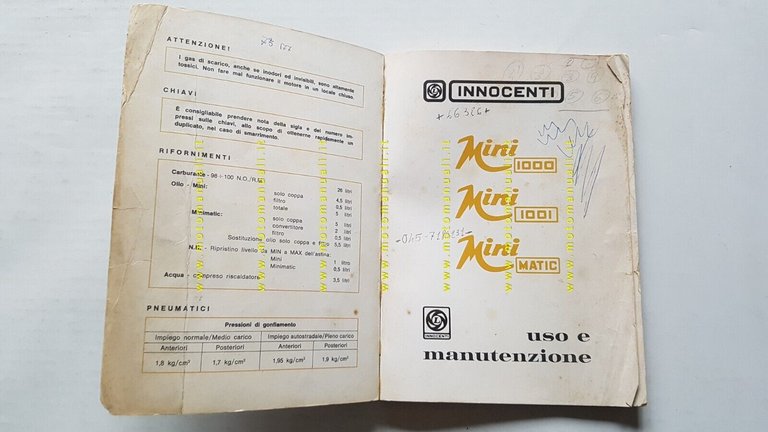 Innocenti Mini 1000 - 1001 - Export 1973 manuale uso …