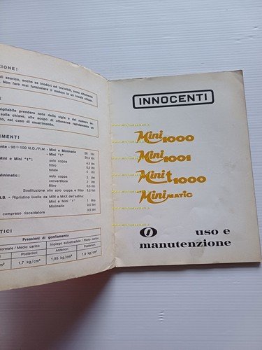 Innocenti Mini 1000 -1001-Matic - Mini T 1972 manuale uso …