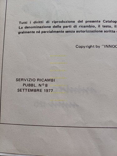 Innocenti Mini De Tomaso 1977 catalogo ricambi originale