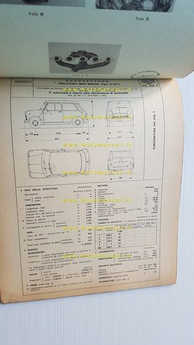 Innocenti Mini Minor -Mini T 1968 manuale officina caratteristiche tecniche …