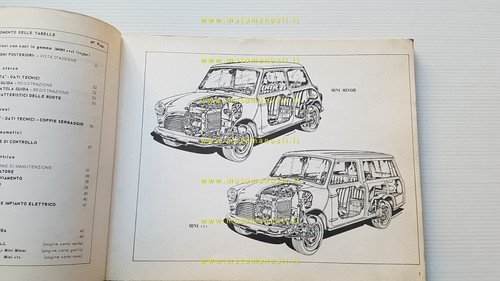 Innocenti Mini Minor -Mini T 1968 manuale officina caratteristiche tecniche …