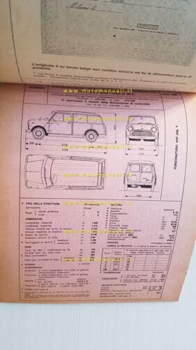 Innocenti Mini Minor -Mini T MK2-MK3 1970 manuale officina caratterist. …