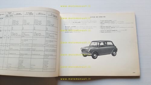 Innocenti Mini Minor -Mini T MK2-MK3 1970 manuale officina caratterist. …