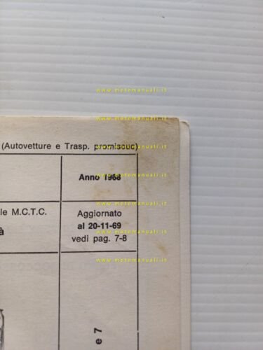 Innocenti Mini Minor MK2 1968 scheda omologazione DGM Motorizzazione Facsimile