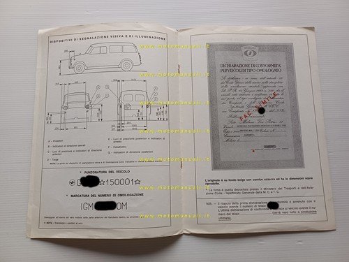 Innocenti Mini T 1966-67-68 scheda omologazione DGM Motorizzazione Facsimile