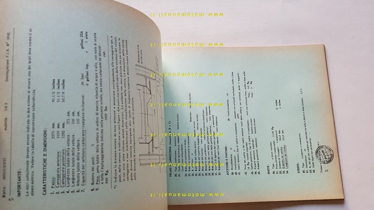 Innocenti Morris IM3-IM3 S-I4- I4 S 1968 manuale officina caratteristiche …