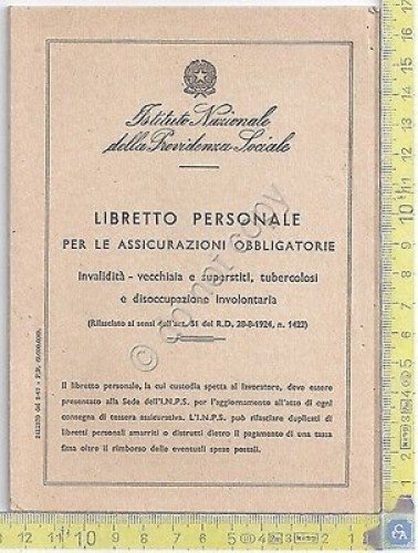 INPS - Istituto Nazionale Previdenza Sociale - Libretto Personale - … | Immagine principale