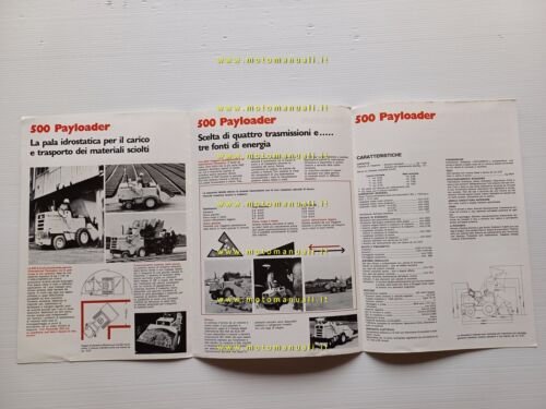 International 500 Payloader pala caricatrice gommata depliant italiano originale