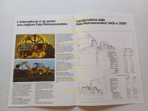 International pale retroescavatori 3400-3500 anni 70 depliant originale