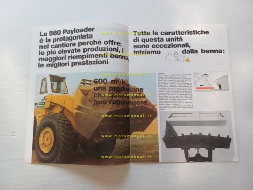 International Payloader 560 pala caricatrice gommata anni 70 depliant originale