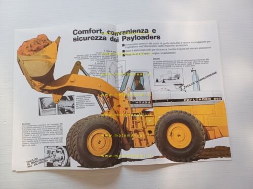 International Payloader 560 pala caricatrice gommata anni 70 depliant originale