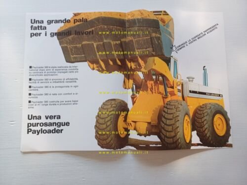 International Payloader 560 pala caricatrice gommata anni 70 depliant originale