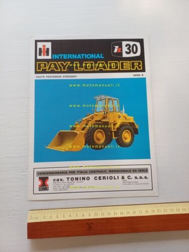 International Payloader H-30 pala caricatrice gommata anni 70 depliant originale